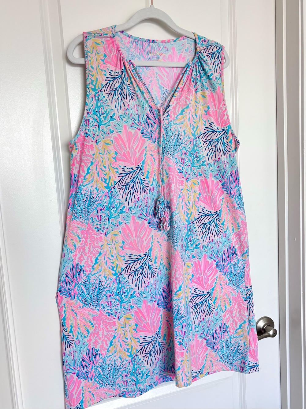 Lilly Pulitzer Multi Splashdance Johana Cover-Up Swim Dress Tassel Tie Pockets